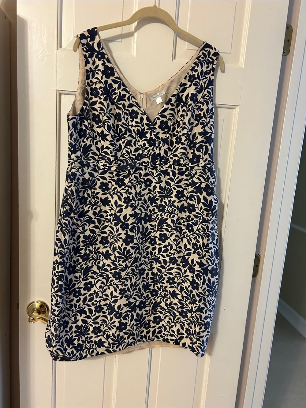 Garnet Hill Navy and Cream Floral Wedding Dress